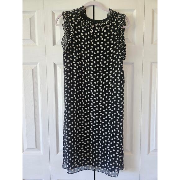Max Studio Polka Dot Mini Dress with Ruffles Black White, Women's Medium NWOT - Picture 6 of 6